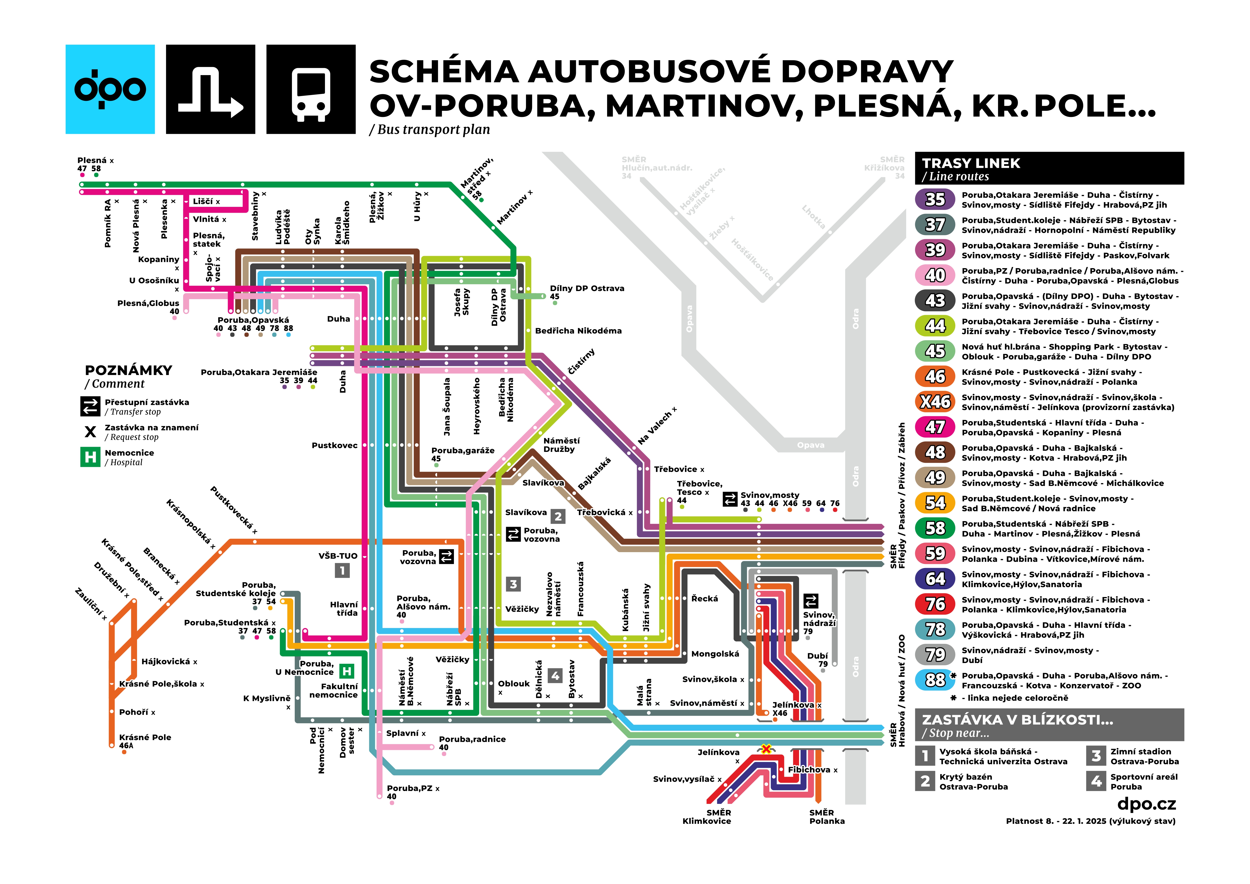 Map of bus route detours. Source: DPO