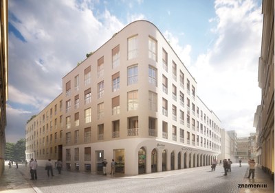 The new residential complex Nové Lauby, visualisation made by the renowned architectural studio znamení čtyř – architekti. 