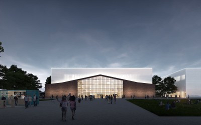 Future design of the multifunctional sports hall. Visualization: Platforma Architekti