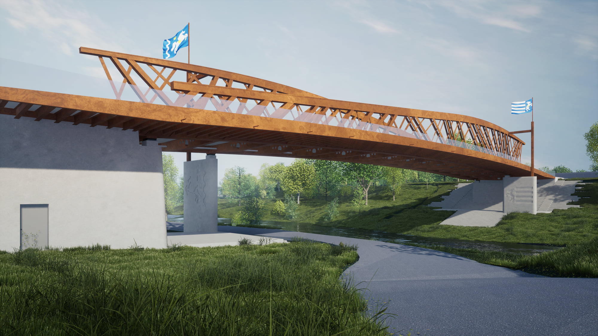 New bridge over the Ostravice River - visualisation made by Roman Koucký’s architectural studio 