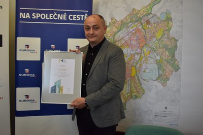 The deputy mayor Radim Babinec accepts evaluation in the national survey Cities for Business, photo The City of Ostrava