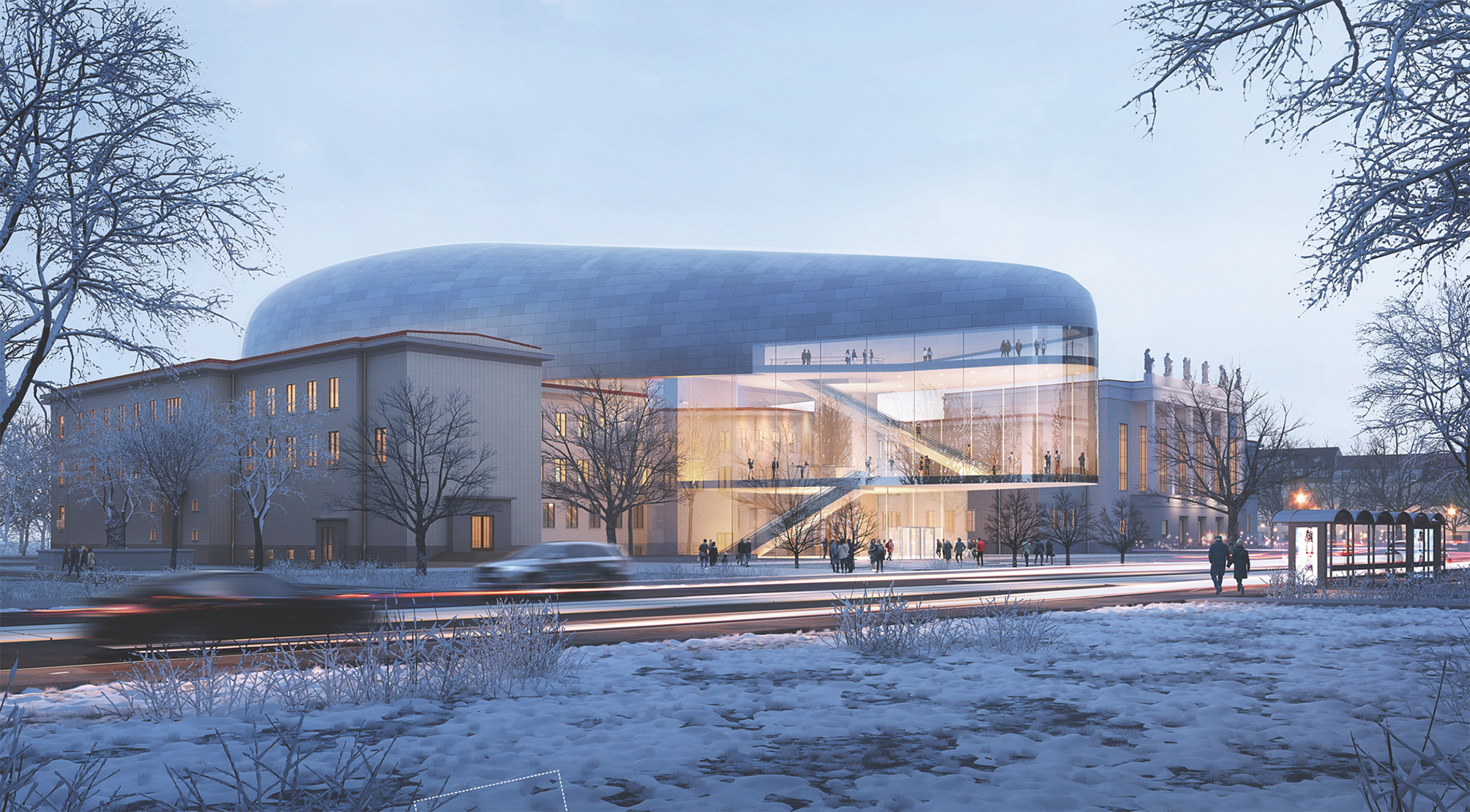 Visualisation of the future Ostrava concert hall. Designers: Steven Holl Architects and Architecture Acts
