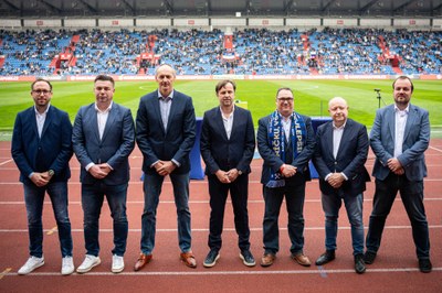 Signatories of the memorandum before the victorious match of Baník against Pardubice. Photo: Lukáš Kaboň
