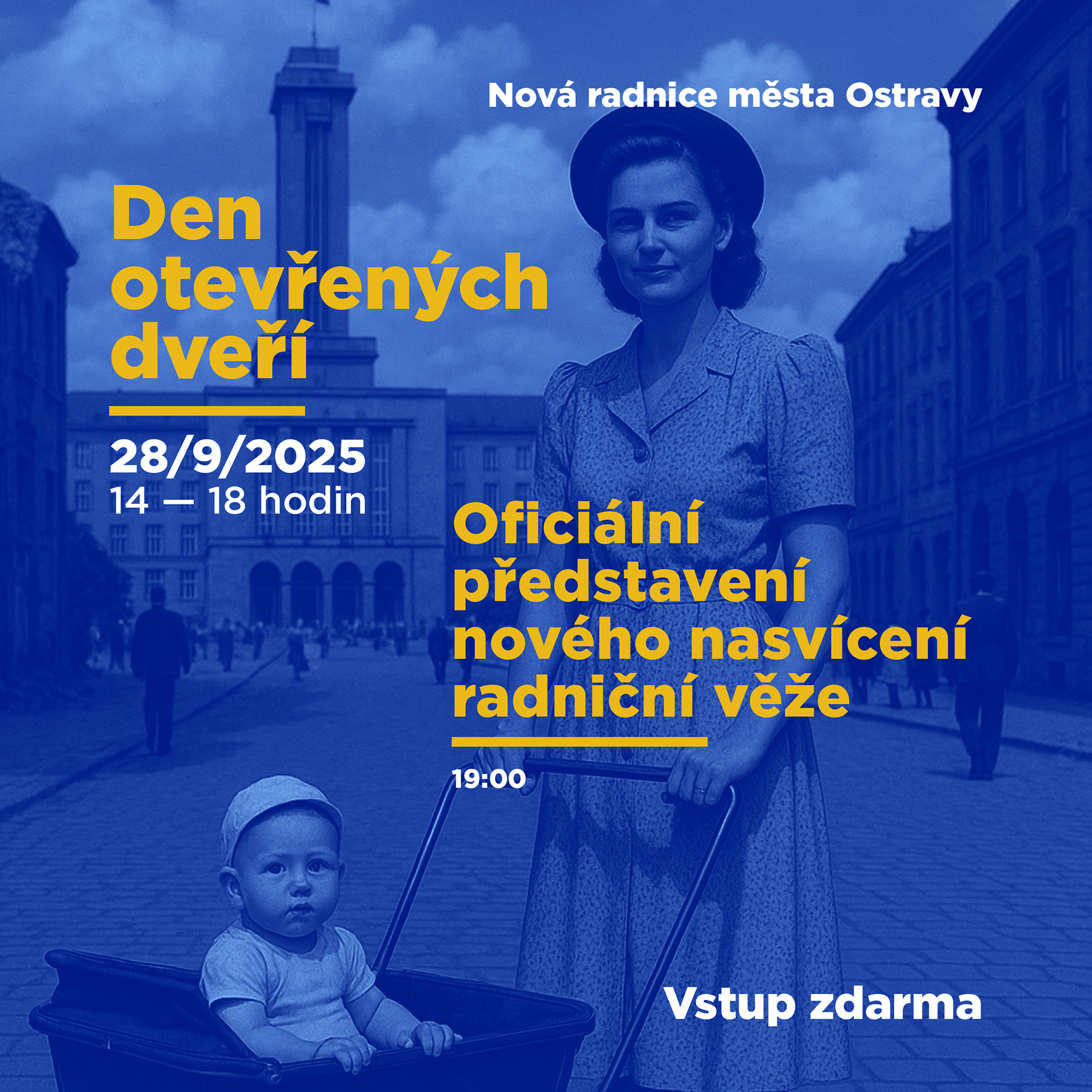 Graphic poster for the open house day at the new town hall Graphic poster for the open house day at the new town hall