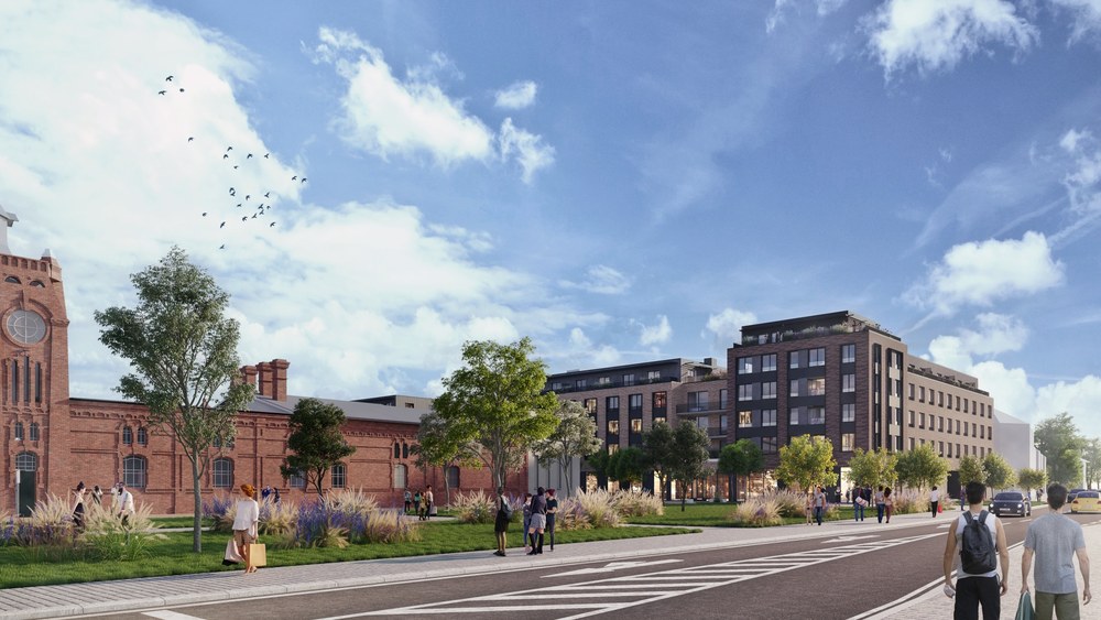 The Stodolní residential complex will be built in close proximity to the attractive structure of the PLATO contemporary art gallery. Visualisation: Bogle Architects