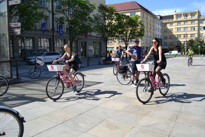 Shared pink bicycles a new hit in Ostrava Shared pink bicycles a new hit in Ostrava