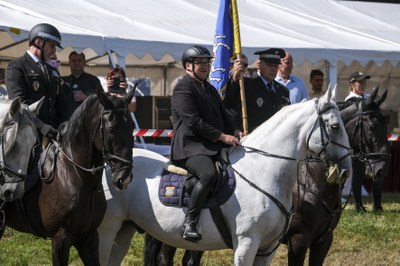 Ostrava’s Mayor, Jan Dohnal (centre), also mounted a horse during the opening of the event. Photo: Adolf Horsinka