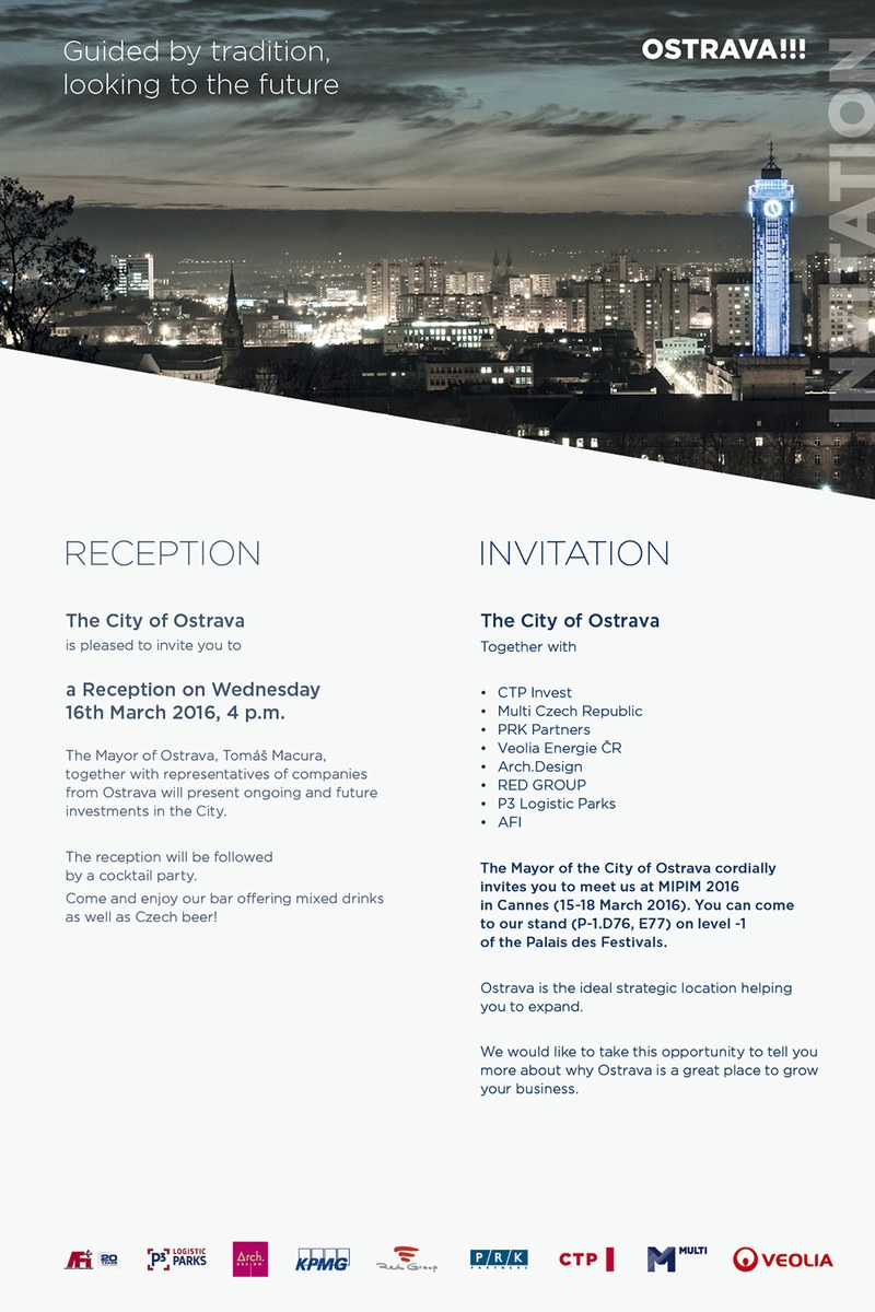 We invite you to the Ostrava stand at MIPIM trade fair We invite you to the Ostrava stand at MIPIM trade fair