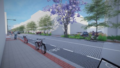  The future appearance of Závišova Street. Author: Zelený Prostor studio