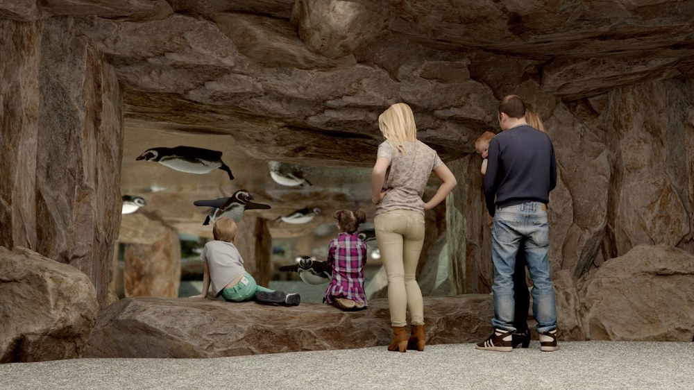 The exhibit will also offer spectacular underwater views of the penguins. Visualisation: V&V Structural Engineering Office
